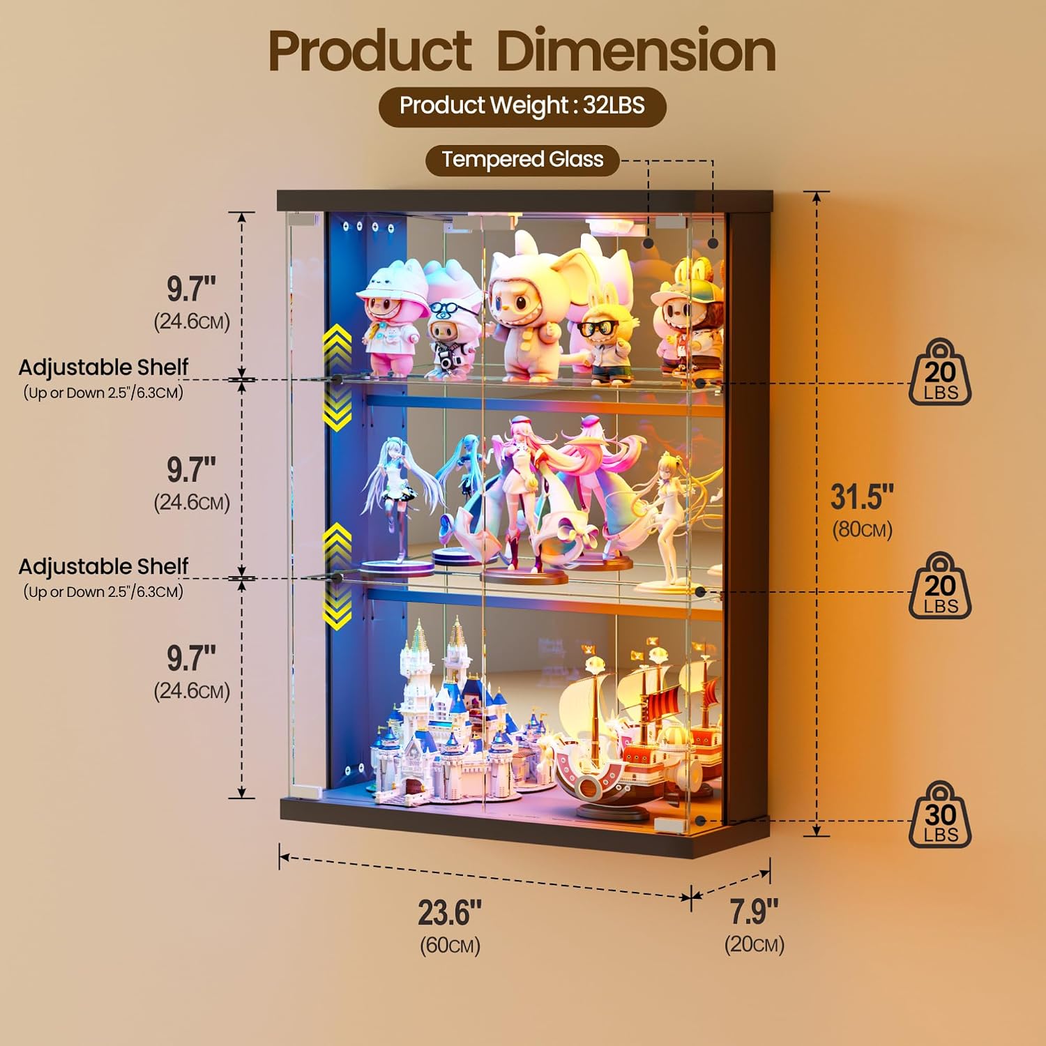 Wall Mount Glass Display Case  - Pop Display Shelf 评论和价格